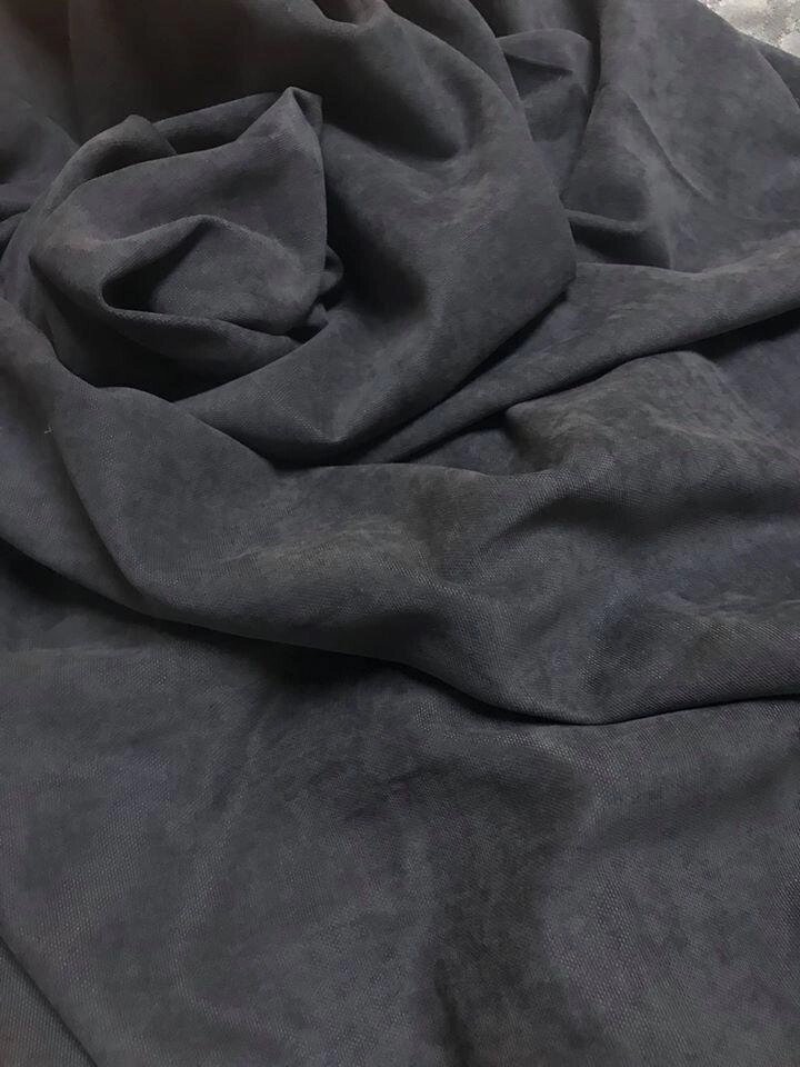 Тканина для штор однотонна мікровельвет колір графітний, сірий від компанії Салон штор Arsian Textile - фото 1
