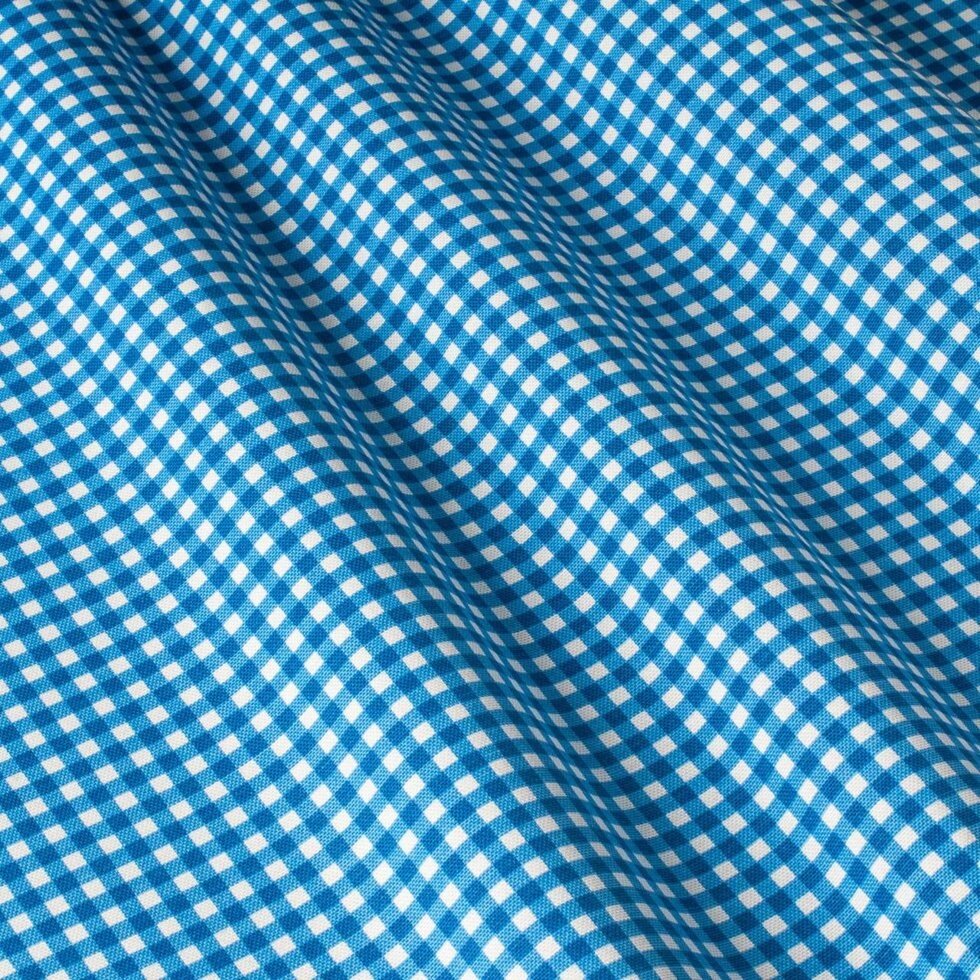 Тканина в дрібну клітку синього кольору з тефлоном для штор, подушок, меблів від компанії Салон штор Arsian Textile - фото 1