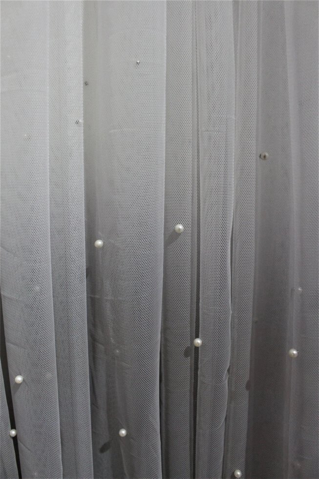 Тюль з перлами і градієнтним переходом сірий з білим в дитячу, спальну від компанії Салон штор Arsian Textile - фото 1