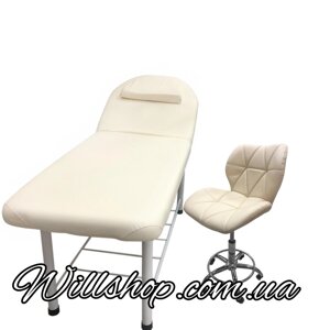 Косметологічна кушетка СН-266 + стілець майстра А-888 крем