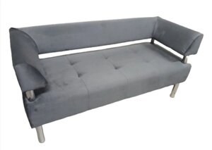 Офісний диван для очікування Стронг 150х60х80 графітовий велюр