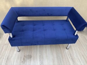 Офісний диван для очікування "Стронг 150х60х80 синій велюр