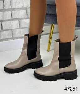 Жіночі демісезонні чоботи — челсі, Diana натуральна шкіра колір моко. 37