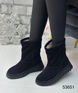 Жіночі зимові чоботи Jenny натуральна замша чорного кольору.