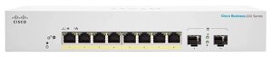 Cisco комутатор CBS220 smart 8-port GE, poe, ext PS, 2x1G SFP