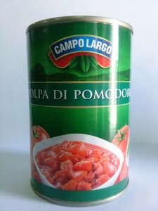 Консервовані помідори Campo Largo порізані в томантому соку. 400г.