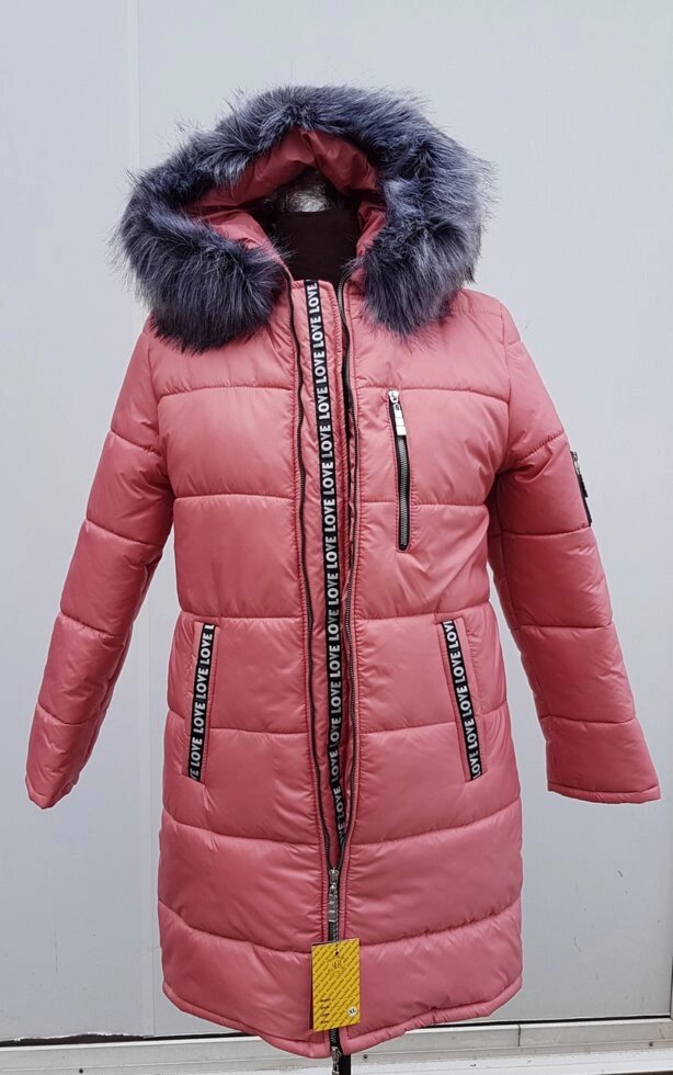 Куртка жіноча зимова, модель Love, розмір до 78, колір теракот - знижка