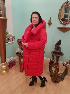 Жіноча зимова куртка, модель Пуховик - Ковдра. Розміри від 46 до 72 Червоний