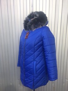 Жіноча зимова куртка, модель Змійка. Розміри від 54 і до 78 колір електрик