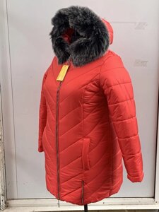 Жіноча зимова куртка, модель Змійка. Розміри від 54 і до 78 колір червоний