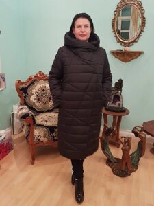 Жіноча зимова куртка пуховик Ковдра, розміри від 46 до 66 чорний