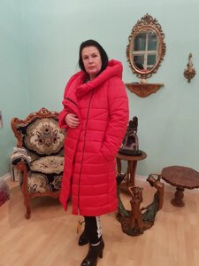 Жіноча зимова куртка пуховик Ковдра, розміри від 46 до 66 Червоний