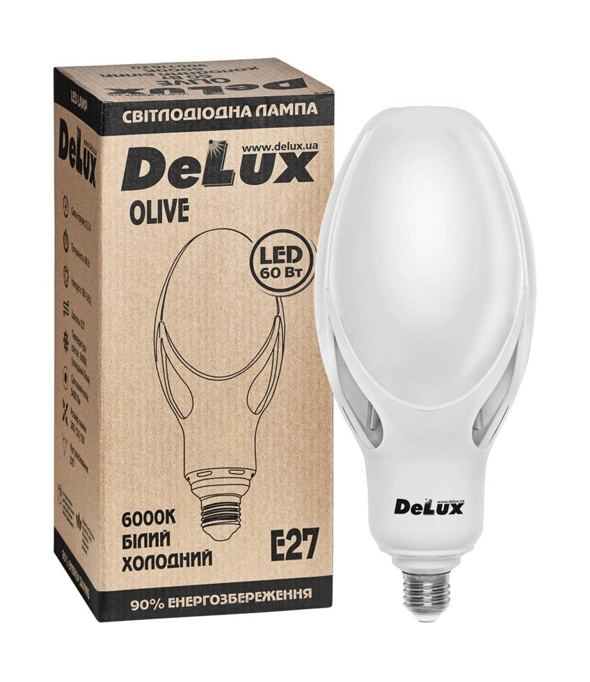 Лампа світлодіодна DELUX OLIVE 60вт 6000K E27 - огляд