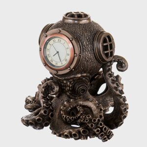 Настільний годинник Veronese Восьминіг символ довголіття 14 см 76760 бронзове покриття