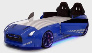 Ліжко машина синя з підсвічуванням Порше-911