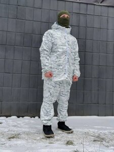Маскувальний зимовий костюм універсальний дощовик, куртка + штани, на липучках