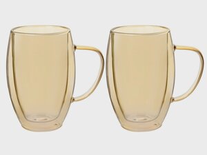 Набір з 2-х чашок з подвійними стінками Le Glass Amber 380 мл 13 см 605-004
