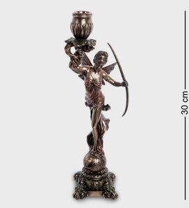 Свічник настільний Veronese Діана-богиня полювання 30 см 1906302 бронзове напилення полістоуну