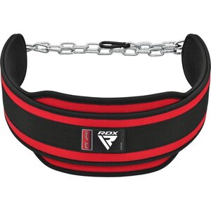 Пояс для обтяження з ланцюгом RDX PRO DIPPING BELT 2 LAYER неопреновий Red