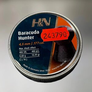Кулі пневматичні H&N Baracuda Hunter кал. 4.5 мм, вага – 0.68 г, 400 шт/уп., точні кульки для пневматики (92174500003)