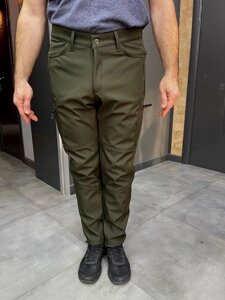 Штани зимові тактичні софтшел флісові розмір M Оливкові утеплені штани для військових