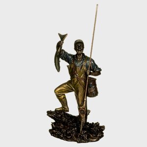 Статуетка Veronese Рибак з уловом 29х12х10 см фігурка полістоун з бронзовим покриттям 71125