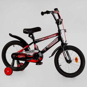 Велосипед 16 "дюймів 2-х колісний "CORSO" STRIKER EX - 16128, ручне гальмо, дзвіночок, доп. колеса