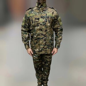 Військова форма (китель та штани), Вудленд Діджитал, розмір XL, з коміром стійкою на блискавці, тактична військова форма
