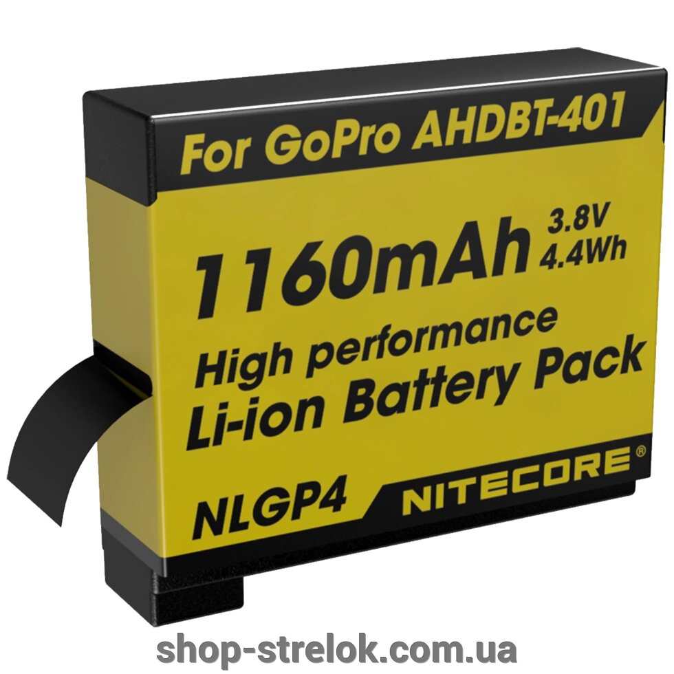 Акумулятор AHDBT-401 (1160mAh) Nitecore NLGP4 для GoPro від компанії Магазин «СТРІЛОК» - фото 1