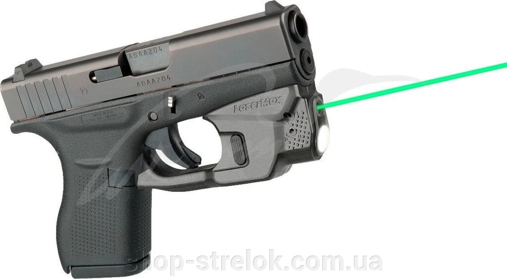 Целеуказатель LaserMax на скобу для Glock 42/ 43 з ліхтарем (зелений) від компанії Магазин «СТРІЛОК» - фото 1