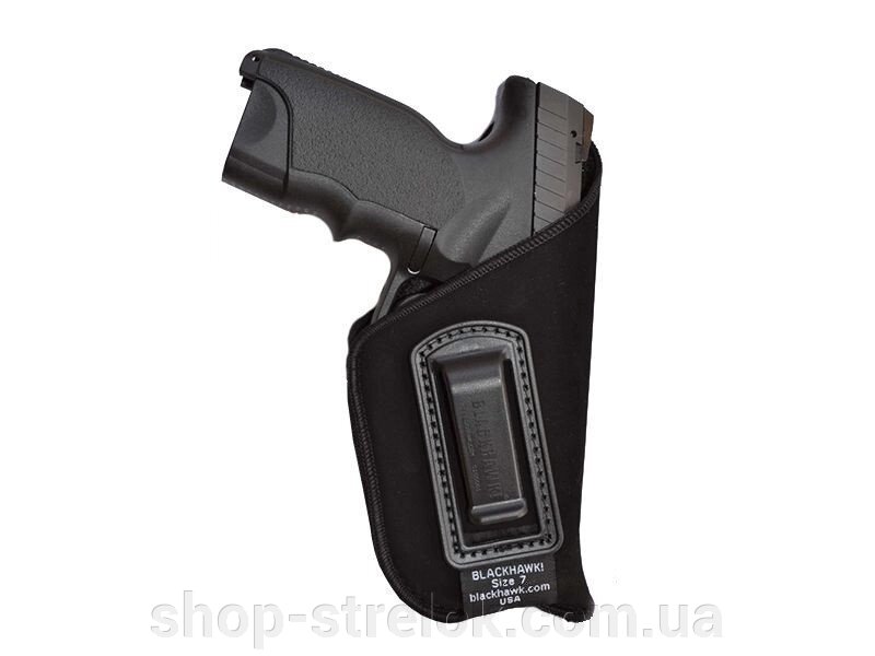 Кобура BLACKHAWK внутрибрючная, для пістолетів середнього розміру (стовбур 3-4"), синтетика ц: чорний від компанії Магазин «СТРІЛОК» - фото 1