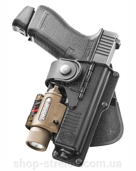 Кобура Fobus для Glock-17/22 з підствольним ліхтарем, фіксатор поясний ц: black від компанії Магазин «СТРІЛОК» - фото 1
