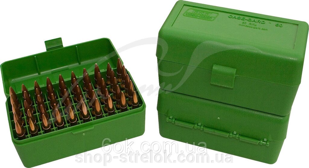 Коробка для патронів MTM кал. 7,62х39. Кількість - 50шт. Колір - зелений від компанії Магазин «СТРІЛОК» - фото 1