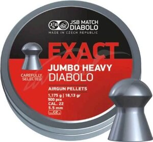 Кулі пневматичні JSB Diabolo Exact Jumbo Heavy. Кал. 5.52 мм. Вага - 1.17 р. 250 шт/уп