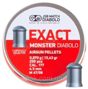 Пули пневм JSB Diabolo Exact Monster. Кал. 4.52 мм. Вага — 0.87 г 200 шт./пач.