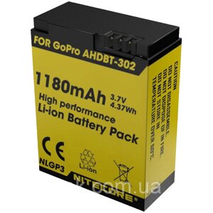 Акумулятор AHDBT-302 (1180mAh) Nitecore NLGP3 для GoPro