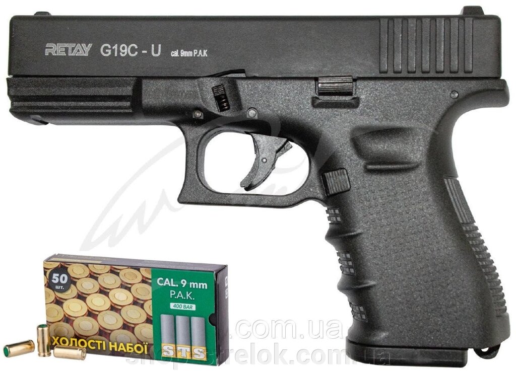 Пістолет стартовий Retay G 19C 14-зарядний кал. 9 мм. Колір - black. від компанії Магазин «СТРІЛОК» - фото 1