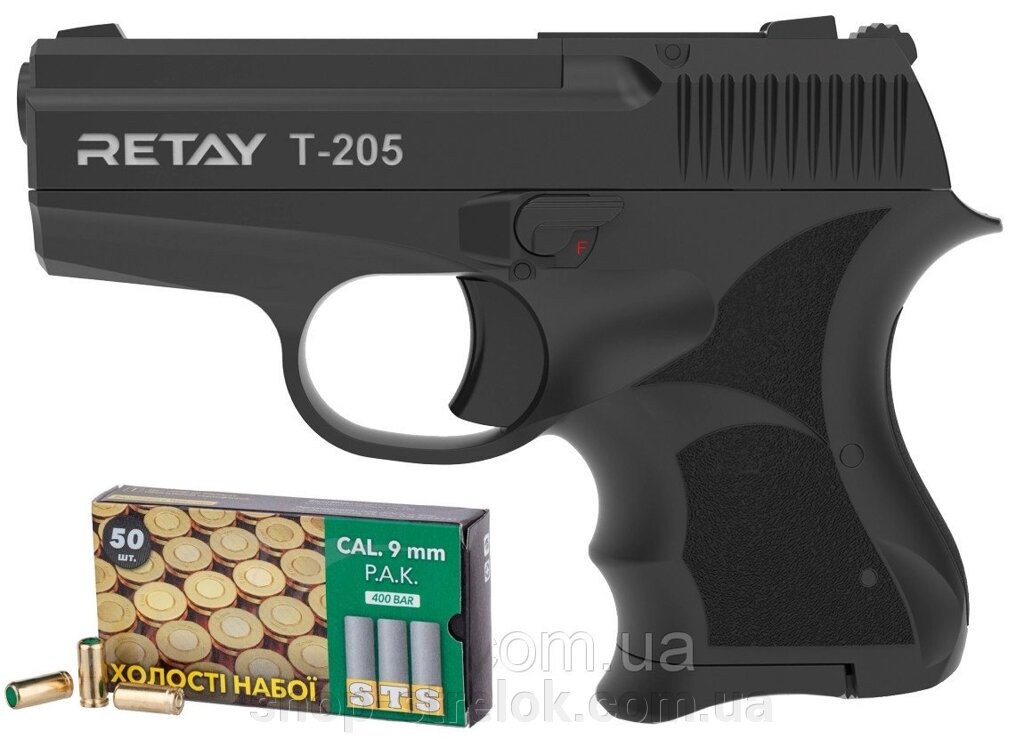 Пістолет стартовий Retay T205 кал. 8 мм. Колір - black. від компанії Магазин «СТРІЛОК» - фото 1