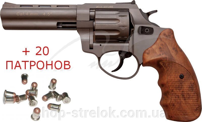 Револьвер під патрон Флобера STALKER Titanium 4.5" коричн. рук. від компанії Магазин «СТРІЛОК» - фото 1