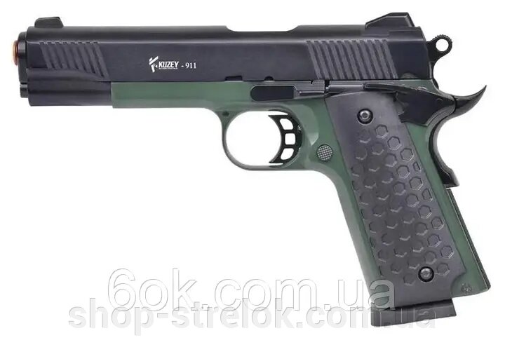 Сигнально-стартовий пістолет KUZEY 911-2, 9+1/9 mm (Black/Green Grips) add 1 magaz від компанії Магазин «СТРІЛОК» - фото 1