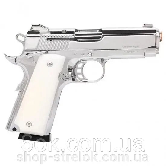 Сигнально-стартовий пістолет KUZEY 911-3, 9+1/9 mm (Shiny Chrome Plating/White Grips) add 1 magaz від компанії Магазин «СТРІЛОК» - фото 1