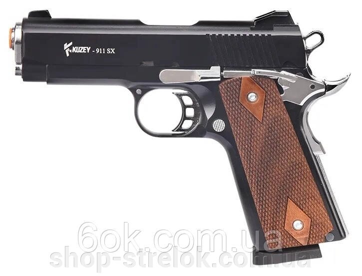 Сигнально-стартовий пістолет KUZEY 911-SX2, 9+1/9 mm (Black/Brown Wooden Grips) add 1 magazine. від компанії Магазин «СТРІЛОК» - фото 1