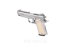 Сигнально-стартовий пістолет KUZEY 911-SX3, 9+1/9 mm (Shiny Chrome Plating/White Grips) add 1 mmaz