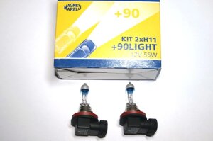 Лампа дав/ближ. світла H11 12 V 90L (55 W)90% Light) Magneti Marelli (к-т 2 шт.)