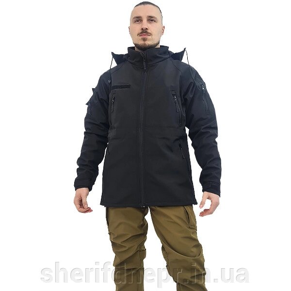 Куртка-ветровка тактична Milt-02 чорна, Soft Shell р 48-50/5 від компанії ВОЄНТОРГ Шериф - фото 1