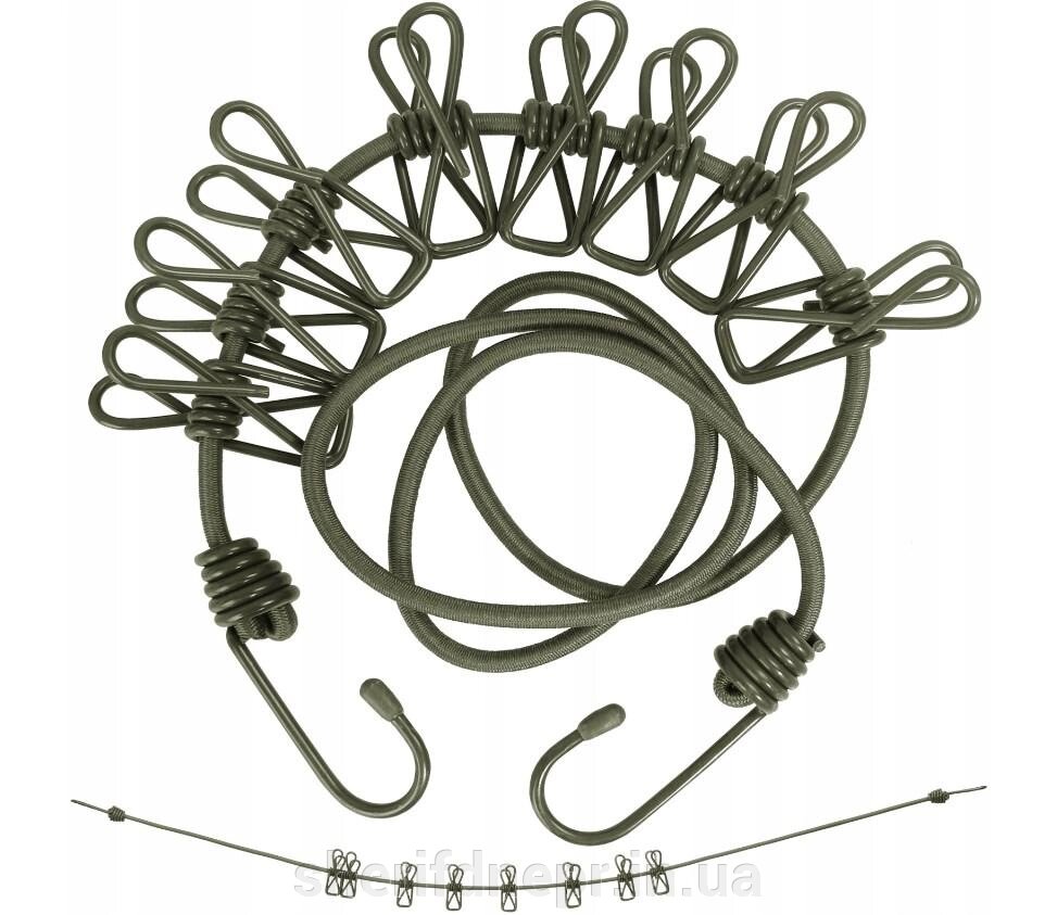 Мотузка білизняна з прищіпками MIL-TEC Olive 16019000 від компанії ВОЄНТОРГ Шериф - фото 1