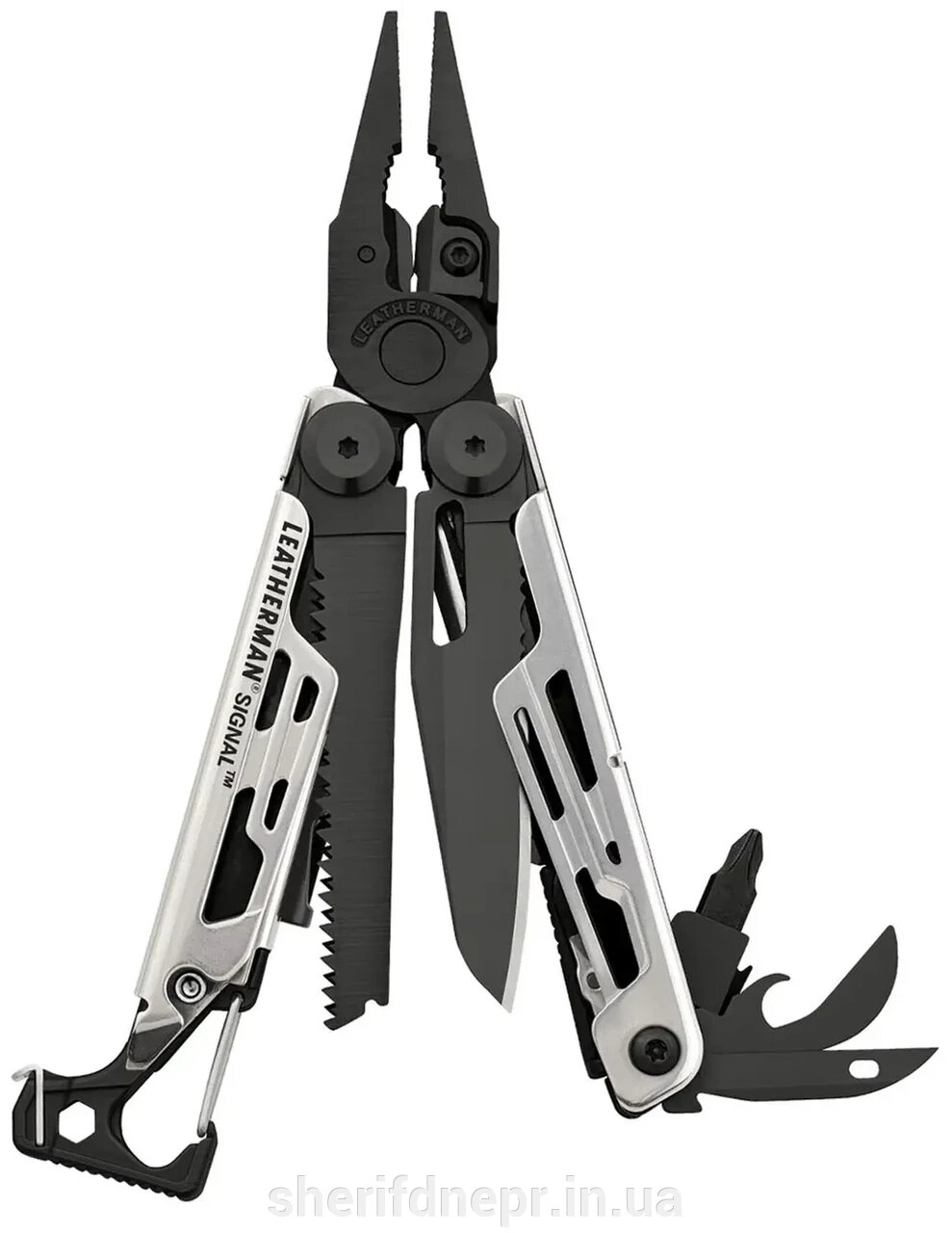 Мультитул Leatherman Signal Black & Silver, синтетичний чохол ID-832625 від компанії ВОЄНТОРГ Шериф - фото 1