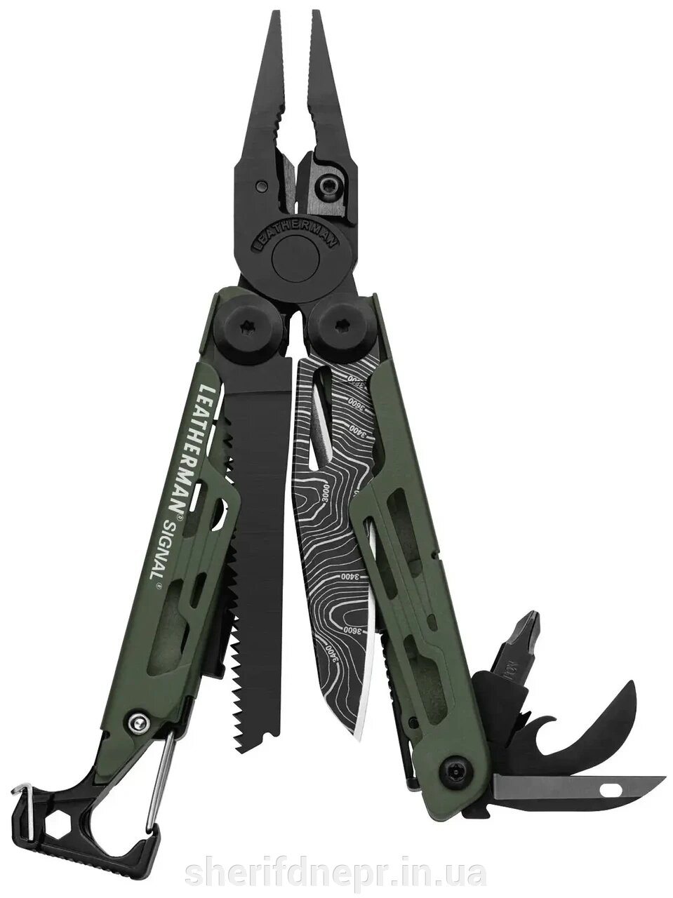 Мультитул Leatherman Signal Green Topo, синтетичний чохол ID-832692 від компанії ВОЄНТОРГ Шериф - фото 1