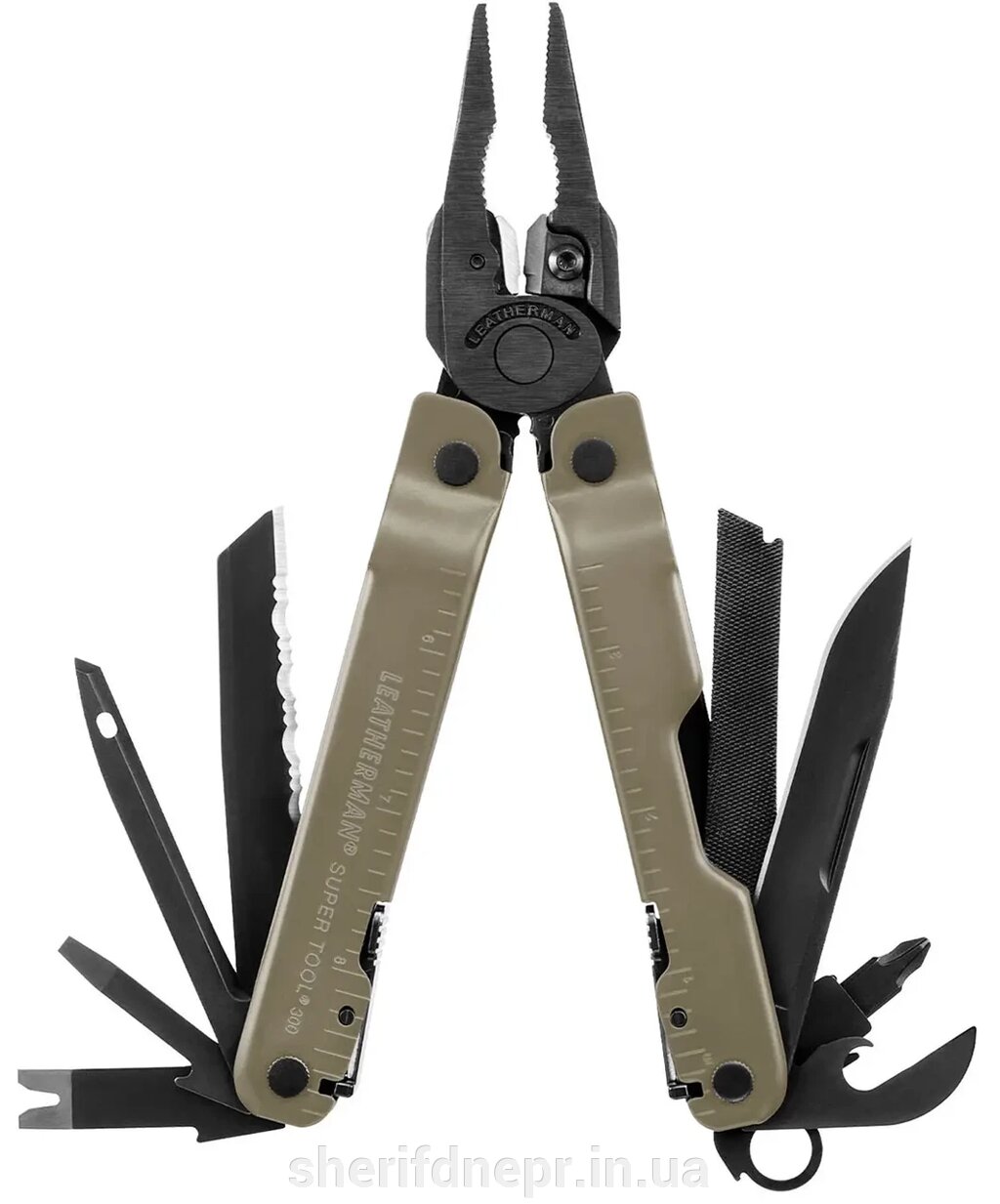 Мультитул Leatherman Super Tool 300M Black/Coyote, чохол Molle ID-832762 від компанії ВОЄНТОРГ Шериф - фото 1