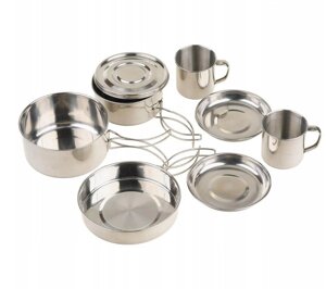 Набір посуду із нержавіючої сталі Cook set stainless steel 8-pcs. Mil-Tec